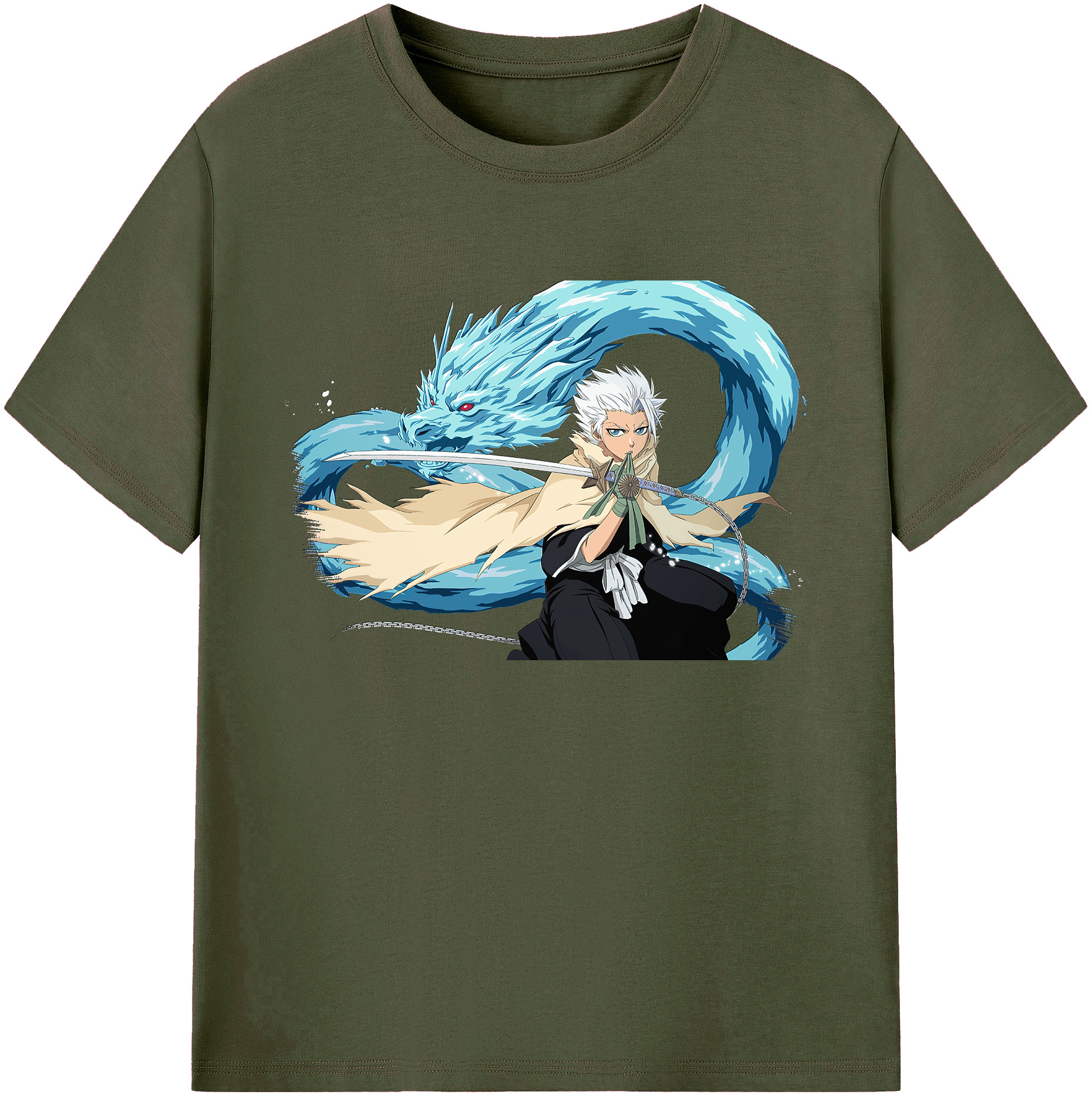 （画像用） ブリーチ 日番谷冬獅郎（ひつがや とうしろう） BLEACH Hitsugaya Toushirou 綿100％ メンズ半袖Tシャツ｜肌触りやわらか＆通気性